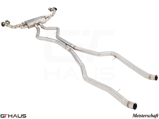 Premium performance exhaust system for BMW F15 X5 SAV 5.0i, enhancing sound and efficiency with a sleek stainless steel design.