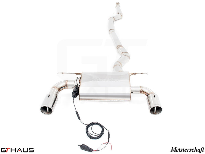 Premium Meisterschaft exhaust system for BMW F22 235/240i, featuring stainless steel construction and electronic valve control.