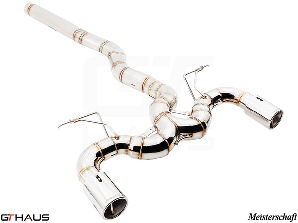 Premium performance exhaust system for BMW F22 235/240i, featuring stainless steel construction and dual tips.