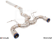 Premium performance exhaust system for BMW F22 235/240i, featuring stainless steel construction and dual tips.