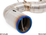 Premium Meisterschaft exhaust tip for BMW F22 235/240i, featuring stainless steel construction and electronic valve control.