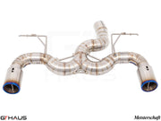 Premium Meisterschaft exhaust system for BMW F22 235/240i, featuring stainless steel construction and dual tips.
