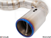 Premium Meisterschaft exhaust tip for BMW F22 235/240i, featuring stainless steel construction and electronic valve control.