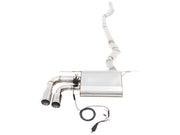 Premium stainless steel exhaust system for BMW F30/F31/F34/F36 320i, 328i, 330i/xi, featuring electronic valve control.