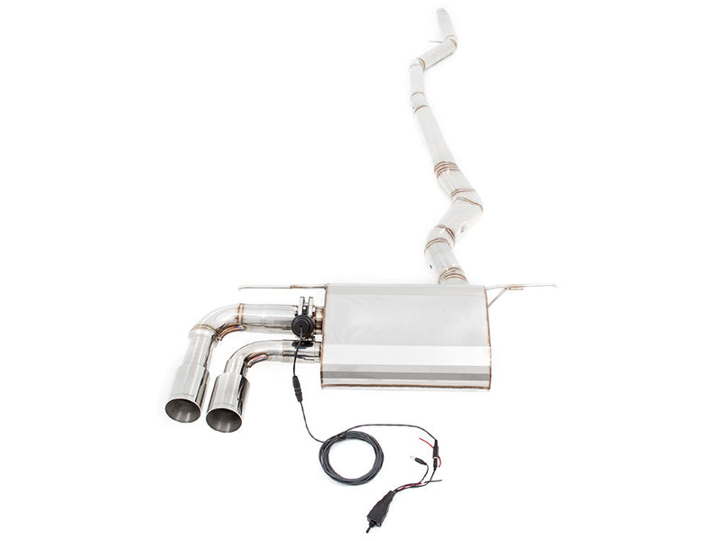 Premium stainless steel exhaust system for BMW F30/F31/F34/F36 320i, 328i, 330i/xi, featuring electronic valve control.