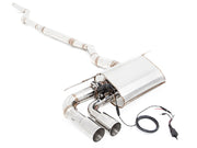 Premium performance exhaust system for BMW F30/F31/F34/F36 3 Series, featuring stainless steel construction and electronic valve control.