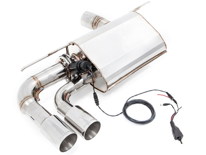 Premium performance exhaust system for BMW F30/F31/F34/F36 3 Series, featuring stainless steel construction and electronic valve control.