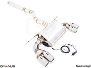 Premium performance exhaust system for BMW F30/F31/F34/F36 320i, 328i, 330i models, featuring stainless steel construction and electronic valve control.