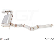 Premium performance exhaust system for BMW F30/F31/F34/F36 3 Series 320i, 328i, 330i/xi, featuring stainless steel construction.