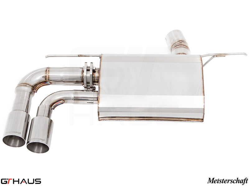 Premium exhaust system for BMW F30/F31/F34/F36 320i, 328i, 330i/xi, featuring stainless steel construction and dual tips.