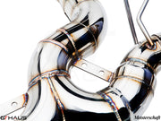 Premium stainless steel exhaust system for BMW F30/F31/F34/F36 320i, 328i, 330i models, showcasing intricate welds.