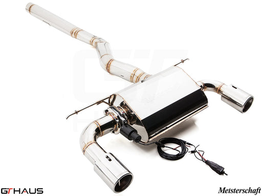 Premium Meisterschaft exhaust system for BMW F30/F31/F34/F36 335i/340i/xi, featuring stainless steel construction and electronic valve control.