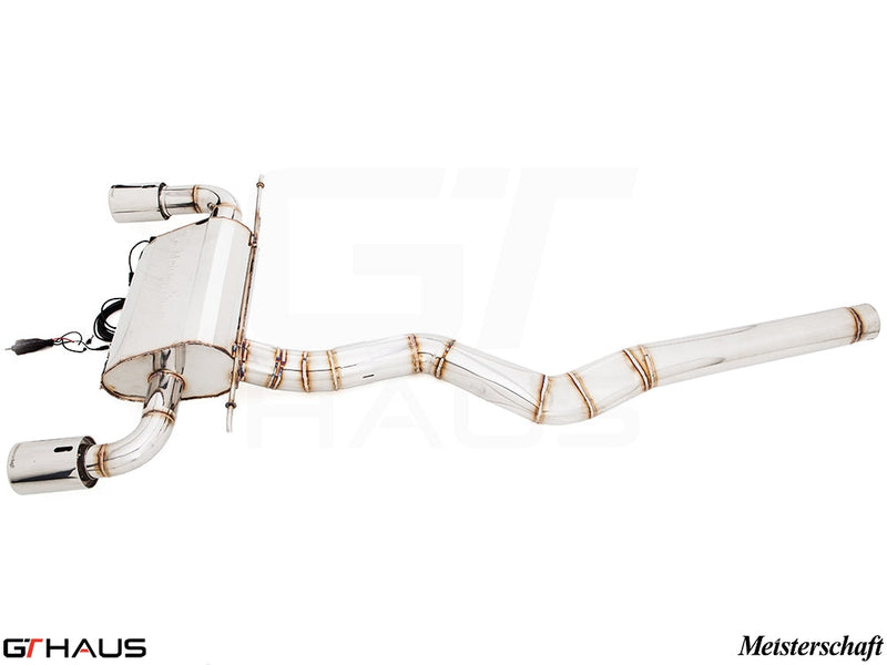 Premium Meisterschaft exhaust system for BMW F30/F31/F34/F36 335i/340i, featuring stainless steel construction and electronic valve control.