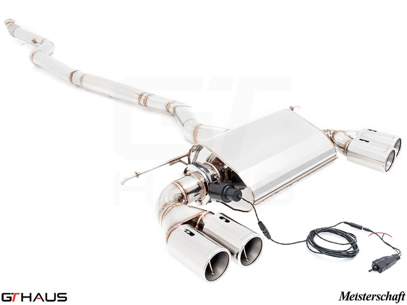 Premium exhaust system for BMW F30/F31/F34/F36 335i/340i/xi, featuring stainless steel construction and electronic valve control.