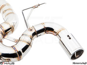 Premium Meisterschaft exhaust system for BMW F30/F31/F34/F36 335i/340i/xi, showcasing high-quality stainless steel construction.
