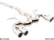 Premium exhaust system for BMW F30/F31/F34/F36 335i/340i, featuring stainless steel construction and dual tips.