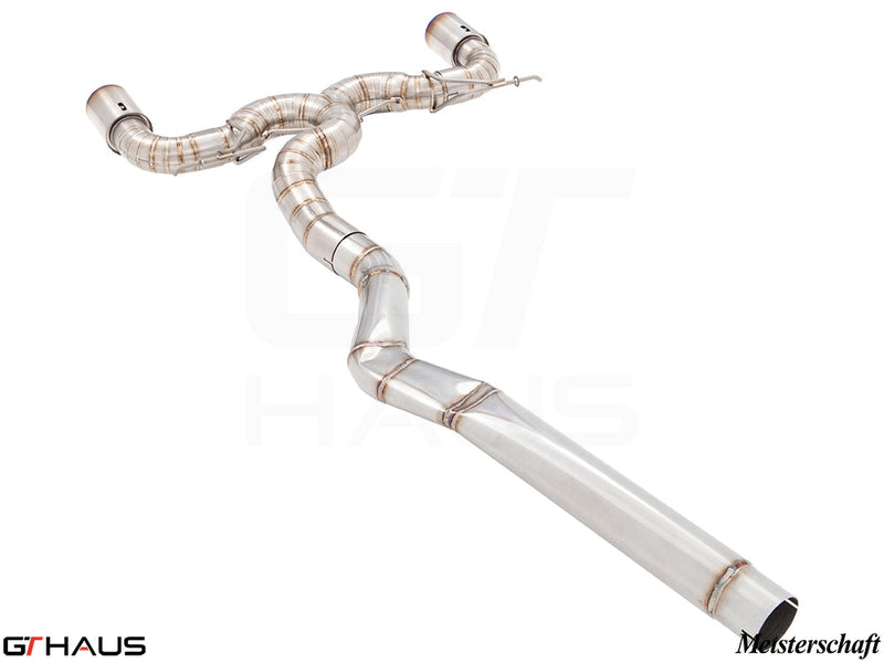 Premium exhaust system for BMW F30/F31/F34/F36 335i/340i/xi, featuring stainless steel construction and performance design.
