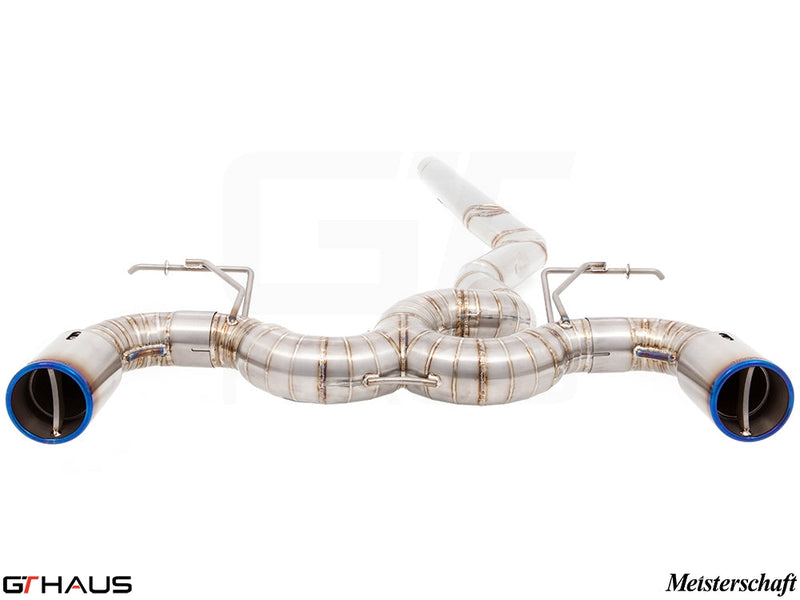 Premium Meisterschaft exhaust system for BMW F30/F31/F34/F36 335i/340i/xi, featuring high-quality stainless steel construction.