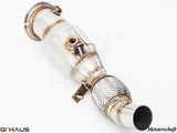 High-performance down pipes for BMW F32/F33 4 Series 2014-2019 with OBD2 and 400 CEL sport cats.