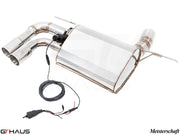 Premium exhaust system for BMW F32/F33 4 Series 428/430i models, featuring dual tips and electronic valve control.
