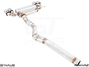 Premium performance exhaust system for BMW F32/F33 4 Series, featuring stainless steel construction and quad tips.