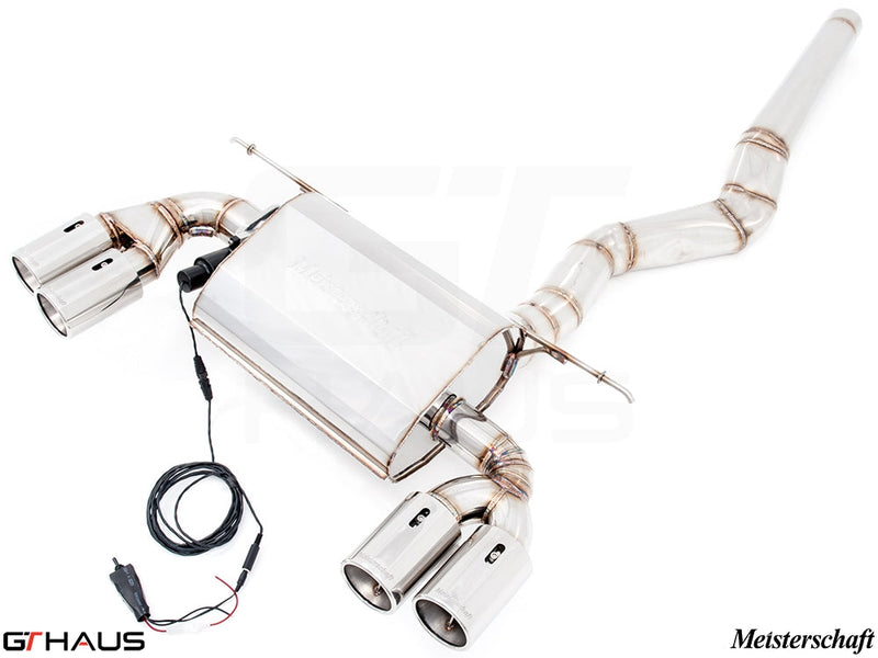 Premium Meisterschaft exhaust system for BMW F32/F33 4 Series, featuring stainless steel construction and electronic valve control.