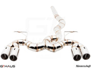 Premium exhaust system for BMW F32/F33 4 Series 428/430i, featuring stainless steel construction and dual tips.