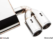 Premium Meisterschaft exhaust system for BMW F32/F33 4 Series, featuring dual polished tips and high-quality craftsmanship.