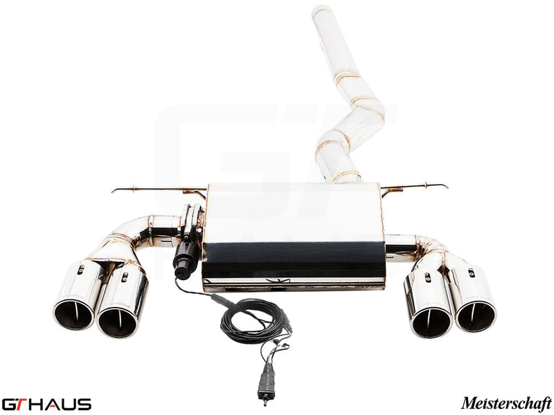 Premium exhaust system for BMW F32/F33 4 Series 435/440i, featuring polished tips and electronic valve control.