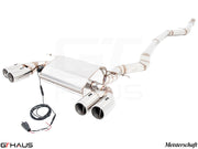 Premium exhaust system for BMW F32/F33 4 Series 435/440i/xi, featuring stainless steel construction and quad tips.