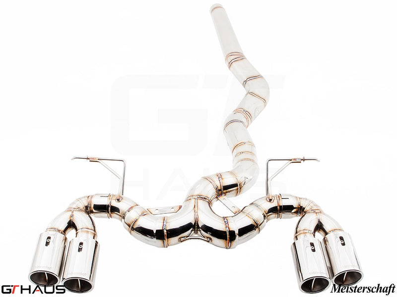 Premium exhaust system for BMW F32/F33 4 Series 435/440i/xi, featuring dual polished tips and stainless steel construction.