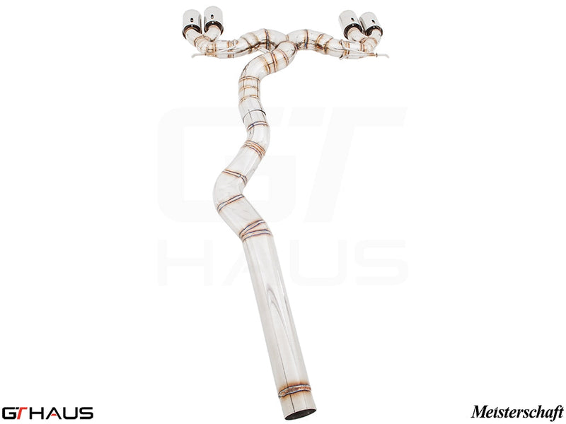 Premium exhaust system for BMW F32/F33 4 Series 435/440i, featuring stainless steel construction and dual tips.