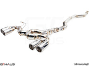 Premium exhaust system for BMW F32/F33 4 Series 435/440i/xi, featuring polished stainless steel and quad tips.