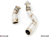 Premium down pipes for BMW F80/82/83 (M3/M4) 2014-2020 with 400 CEL sport cats and 90mm piping for enhanced performance.