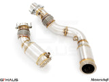 Premium down pipes for BMW F80/82/83 M3/M4 (2014-2020) featuring 400 CEL sport cats and 90mm piping.