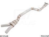 Premium cat-back LX pipe for BMW F80/82/83 M3/M4, featuring single 90mm piping and Velocity box for enhanced performance.