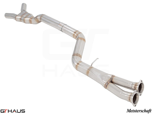 Premium full cat-back LX pipe for BMW F80/82/83 M3/M4, featuring single 90mm piping and Velocity box for enhanced performance.