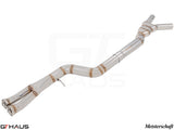 Premium cat-back LX pipe for BMW F80/82/83 (M3/M4) 2014-2020 with 90mm piping and Velocity box for enhanced performance.