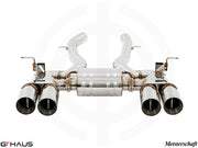 Premium performance exhaust system for BMW F80/82/83 M3/M4, featuring stainless steel construction and quad tips.