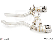 Premium performance exhaust system for BMW F80/82/83 M3/M4, featuring stainless steel construction and enhanced airflow.