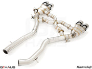 Premium performance exhaust system for BMW F80/82/83 M3/M4, featuring stainless steel construction and electronic valve control.
