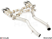 Premium performance exhaust system for BMW F80/82/83 M3/M4, featuring stainless steel construction and enhanced airflow.