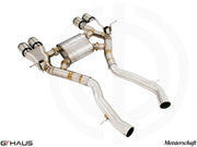 Premium performance exhaust system for BMW F80/82/83 M3/M4, featuring stainless steel construction and enhanced sound.