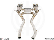Premium performance exhaust system for BMW F80/82/83 M3/M4, featuring stainless steel construction and electronic valve control.
