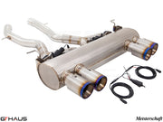 Premium performance exhaust system for BMW F80/82/83 M3/M4, featuring stainless steel construction and electronic valve control.
