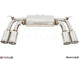 Premium exhaust system for BMW F85 X5M, featuring stainless steel construction and quad tips for enhanced performance.