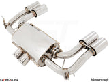 Premium Meisterschaft exhaust system for BMW F86 X6M, featuring T304 stainless steel and quad tips for enhanced performance.