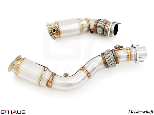 Premium down pipes for BMW F87 M2 models, featuring 400 CEL sport cats and 90mm piping for enhanced performance.