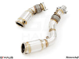 Premium down pipes for BMW F87 M2 models, featuring 400 CEL sport cats and 90mm piping for enhanced performance.