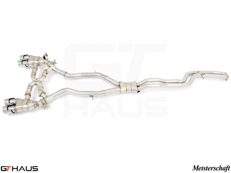 Premium performance exhaust system for BMW F87 M2, M2 Competition, and M2 CS Coupe, featuring stainless steel construction.